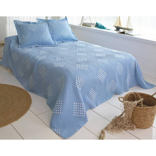 Housse de coussin CROZON bleue ciel en polyester - becquet - Textile design