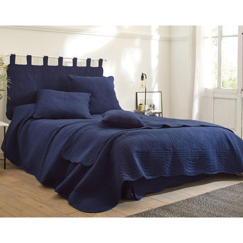 Housse d'oreiller BAILLARGUES bleu marine en coton - becquet - Déco et luminaires