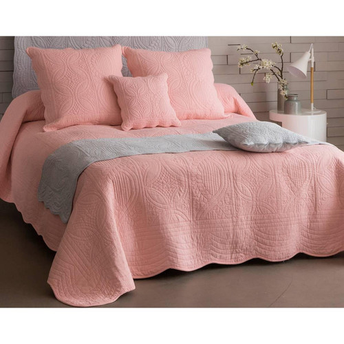 Housse d'oreiller BAILLARGUES rose clair en coton becquet  - Déco et luminaires