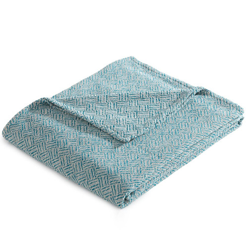 Jeté de canapé coton tissé jacquard bleu canard JC.ERIS  becquet  - Textile design