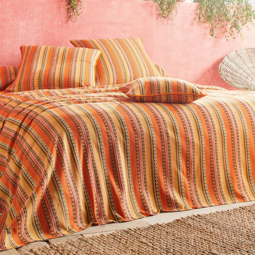 Lot de 2 Housses de coussin coton jacquard ETNICA Orange becquet  - Textile design