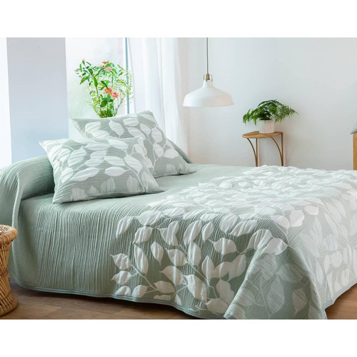 Jeté de lit  PADOVA vert amande en polyester becquet  - Couvre lit