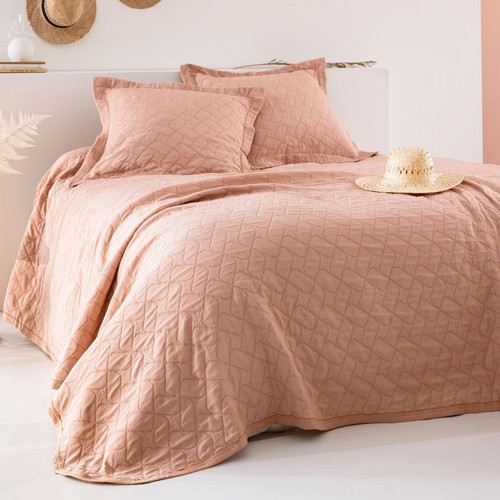 Jeté de lit réversible CURVES orange en coton - becquet - Textile design