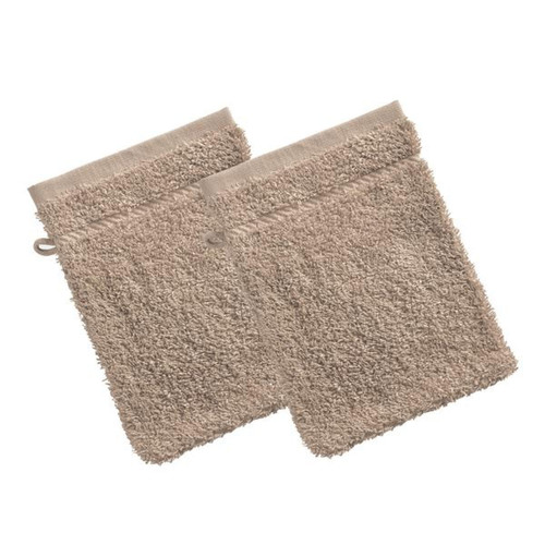 Lot de 2 gants de toilette beige ficelle en coton CLAIRE  - becquet - Tout le linge de bain
