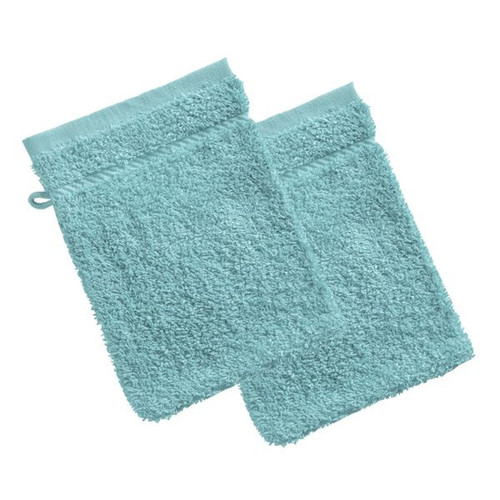 Lot de 2 gants de toilette 420  bleu aqua en coton CLAIRE - becquet - Cuisine salle de bain becquet