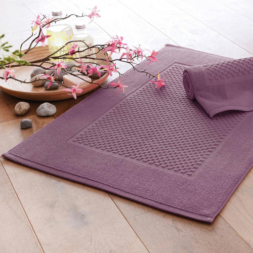 Lot de 2 tapis de bain GALAXI  violet prune en coton becquet  - Tapis de bain