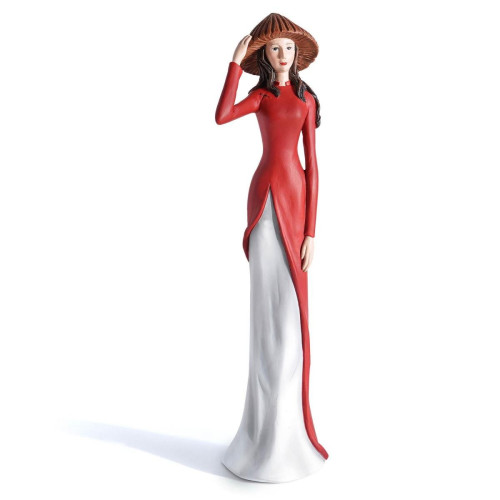 Statuette Femme d'Asie en Résine MAILY Rouge becquet  - Nouveautes deco design