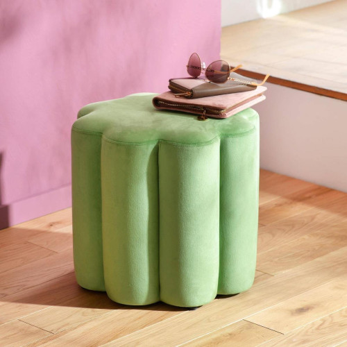 Pouf en velours en forme de fleur MARGUE vert  becquet  - Pouf et fauteuil design
