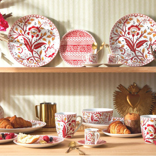 4 Mugs Vintage en Céramique MARICA Rouge - becquet - Becquet meuble & déco