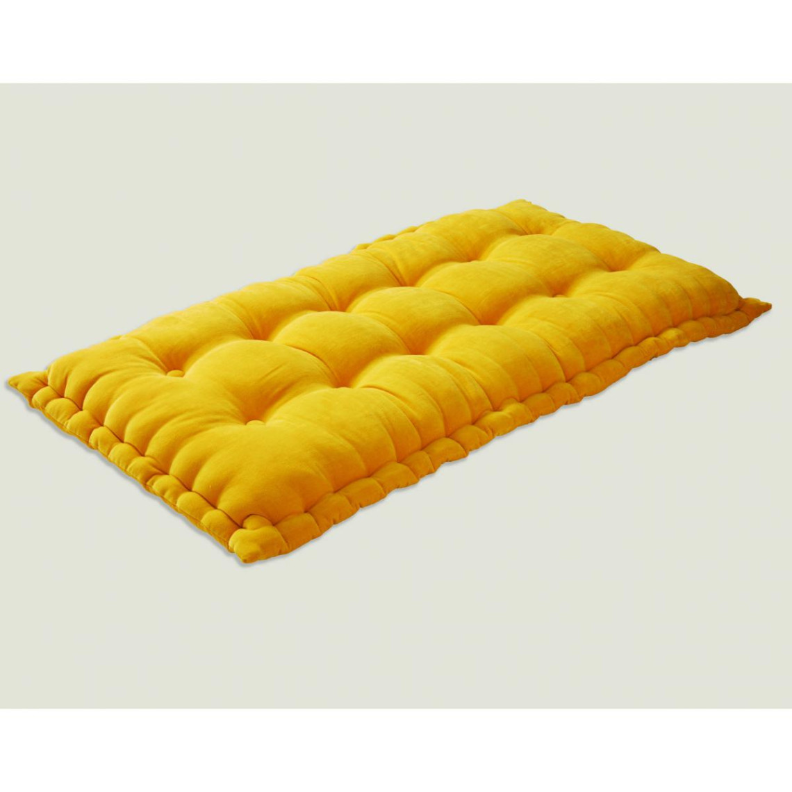 matelas futon en velours ras  jaune ocre