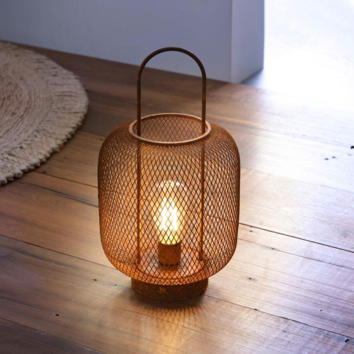 Lanterne en Métal MOUCHY Orange rouille becquet  - Lampe metal design