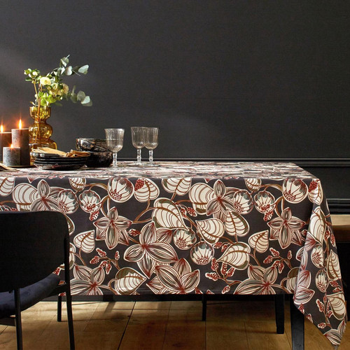 Nappe de table double face imprimé motifs feuillage Multicolore GILINAPPE  becquet  - Linge de table