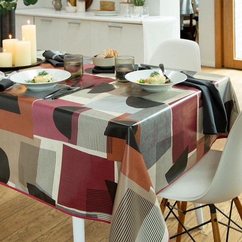 Nappe rectangulaire toile cirée MORINAP rouge  - becquet - Deco cuisine design
