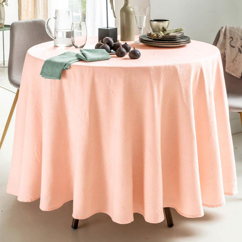 Nappe de table rectangulaire effet froissé FONTANA Rose nude - becquet - Linge de table