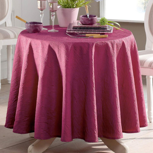 Lot de 3 Serviettes de table effet froissé FONTANA Violet prune  becquet  - Nappes et serviettes