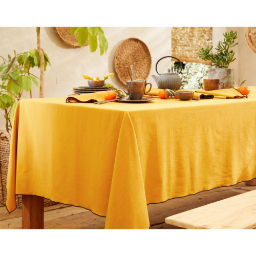 Nappe  HONO jaune en coton lavé - becquet - Nappes et serviettes