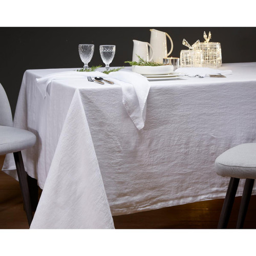 Nappe LINA blanc en lin becquet  - Linge de table