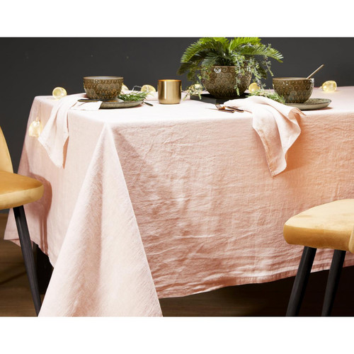 Nappe LINA rose en lin becquet  - Deco cuisine design