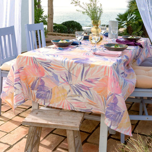 Nappe 140x140 multicolore en coton ELVIA  - Linge de table