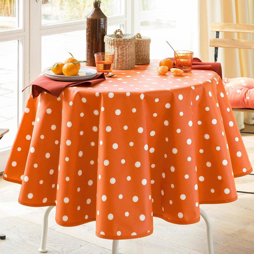 Nappe en coton enduit ZUMBA Orange poterie becquet  - Promos salle a manger