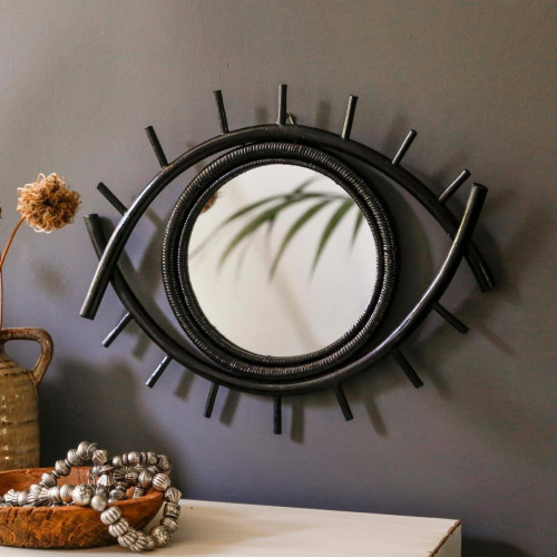 Miroir Oeil OUDJAT Noir becquet  - Miroir rond ovale design