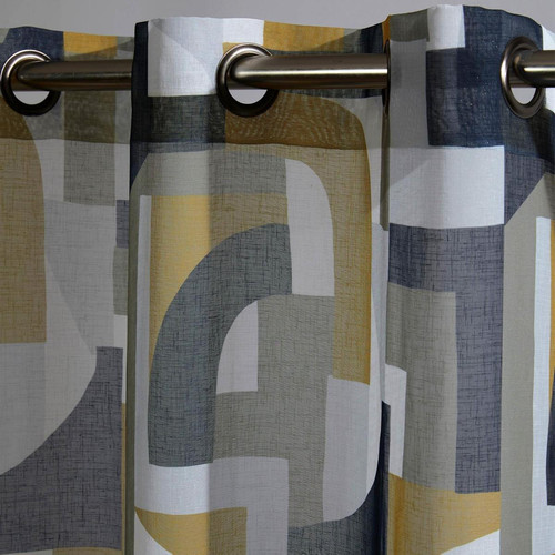 Voilage à motifs géométriques moutarde ANTIK  becquet  - Textile design