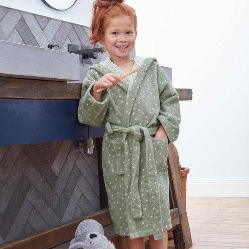 Peignoir de bain enfant 2 ans en Coton peigné POISKID Vert - becquet - Becquet meuble & déco