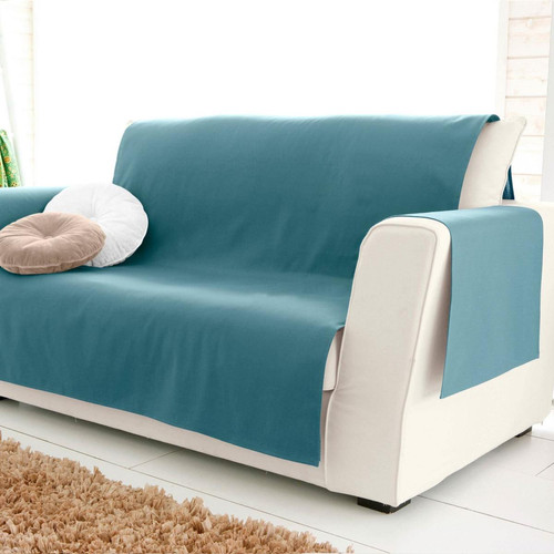 Protège fauteuil en Coton bachette LONASOFT Bleu canard - becquet - Deco luminaire vert