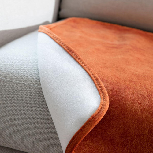 Protège canapé en Suédine Orange OLIVIA becquet  - Textile design