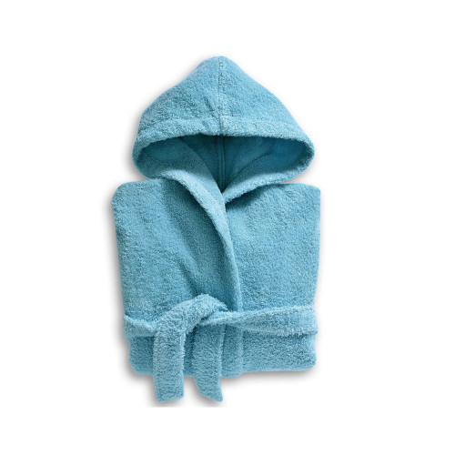 Peignoir enfant bleu LAUREAT en coton becquet  - Linge de bain enfant