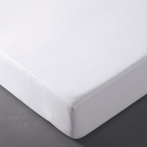 Protection de matelas blanc en coton 90x190 MOLLETON