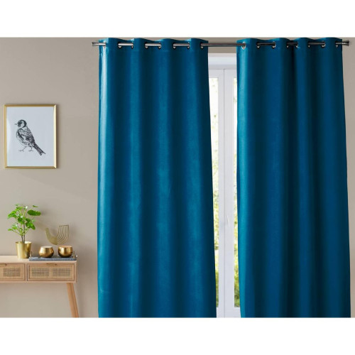 Rideau  INTIME bleu brut en polyester - becquet - Textile design