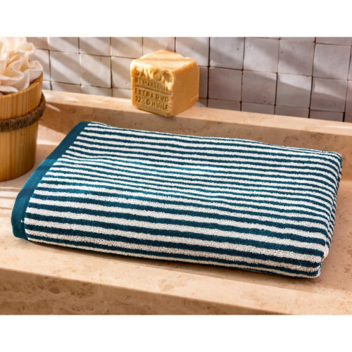 Serviette de bain CHARLIE bleue canard en coton - Tout le linge de bain