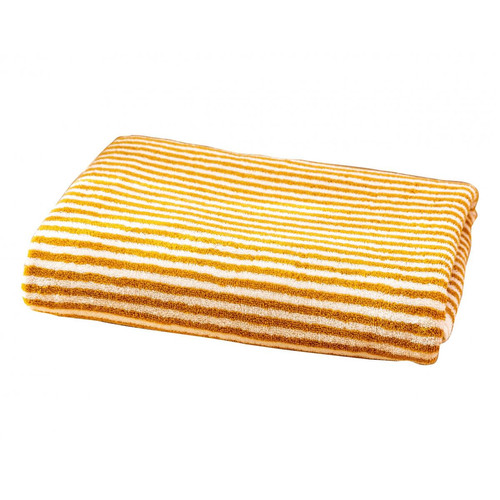 Serviette de bain CHARLIE jaune ocre en coton becquet  - Serviette draps de bain