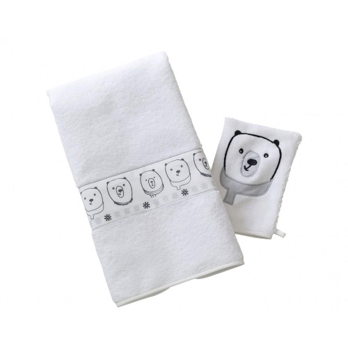 Serviette de bain enfant blanche RENATO en coton - Serviette draps de bain