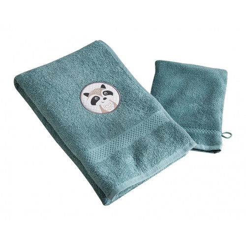 Serviette de bain enfant bleue PETITES BETES en coton becquet  - Serviette draps de bain