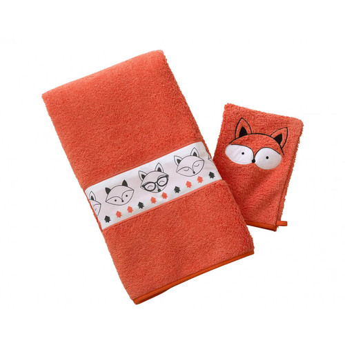Serviette de bain enfant orange RENATO en coton becquet  - Serviette draps de bain
