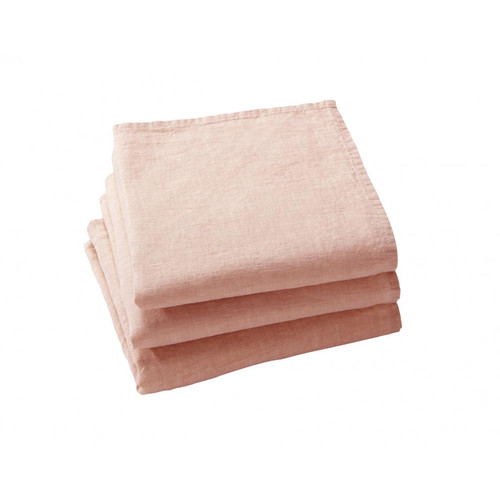 Serviette de table LINA rose en lin - becquet - Nappes et serviettes