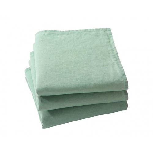Serviette de table LINA vert en lin - becquet - Nappes et serviettes