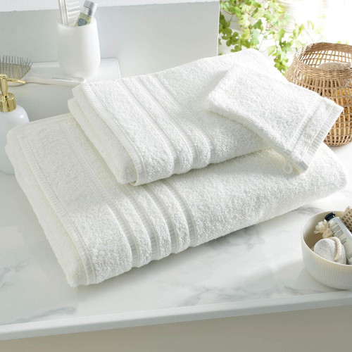 Serviette de toilette blanc cassé en coton 50x90 BANDESECHELLE  - becquet - Serviette draps de bain