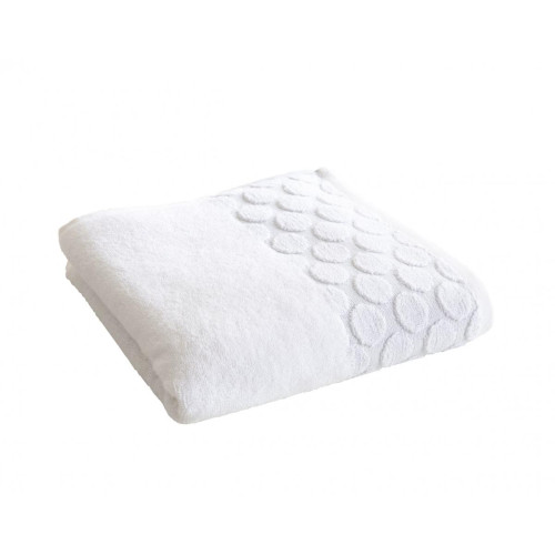 Serviette de toilette blanche CERCLE  en coton becquet  - Serviette draps de bain