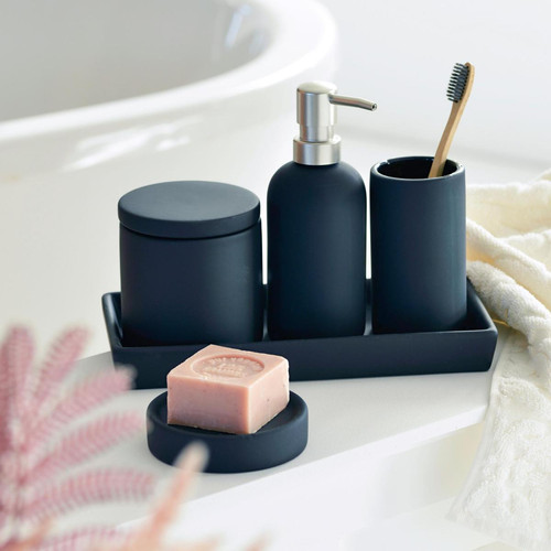 Set de 5 accessoires de salle de bains JAZZ en céramique noir becquet  - Deco salle de bain design