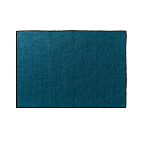Sets de table BORGO bleu en lin becquet  - Set chemin de table
