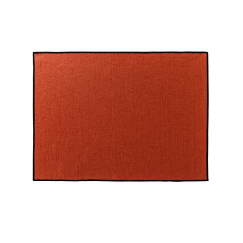 Sets de table BORGO orange en lin becquet  - Set chemin de table