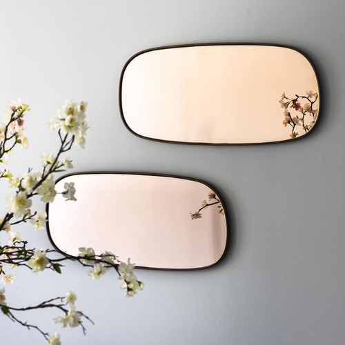 Miroir Allongé en Verre Fumé SOLERO Marron becquet  - Miroir bois design