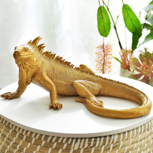 Statuette iguane MIMO doré - Deco luminaire becquet