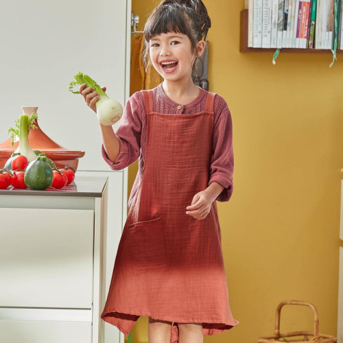 Tablier de cuisine pour enfant en Coton MYKID Orange terracotta  becquet  - Linge de table