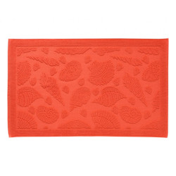 Tapis de bain CRUSTACE orange corail en coton