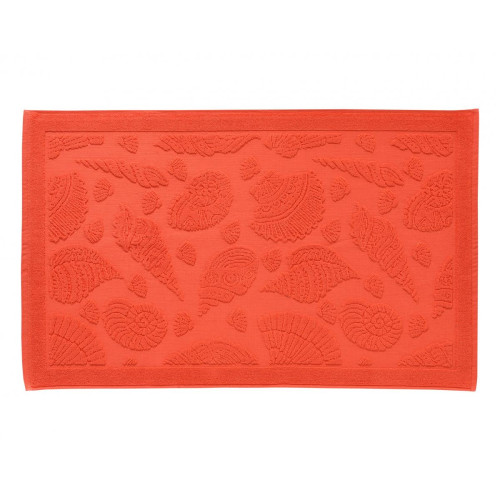 Tapis de bain CRUSTACE orange corail en coton - Tout le linge de bain