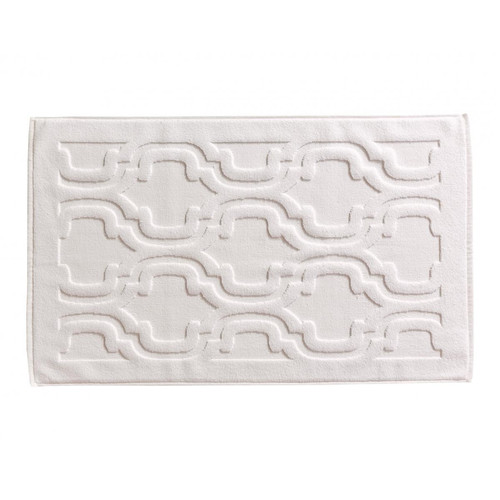 Tapis de bain MIHRAB blanc craie en coton - Promos deco design 40 a 50